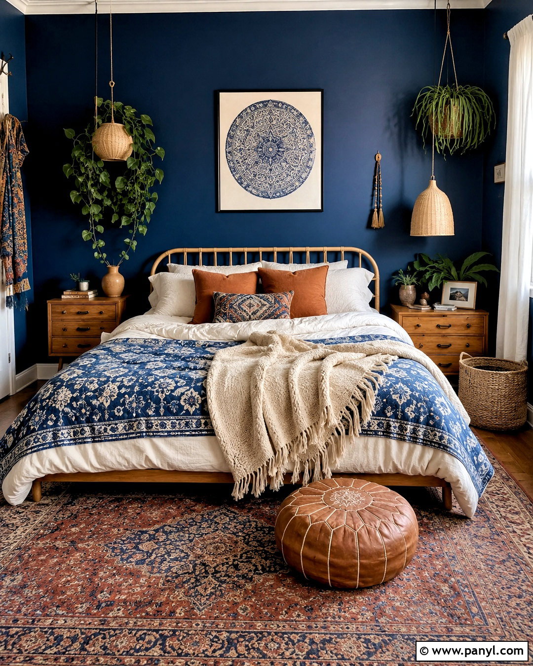 Boho Deep Blue Bedroom - 20 deep blue bedroom ideas