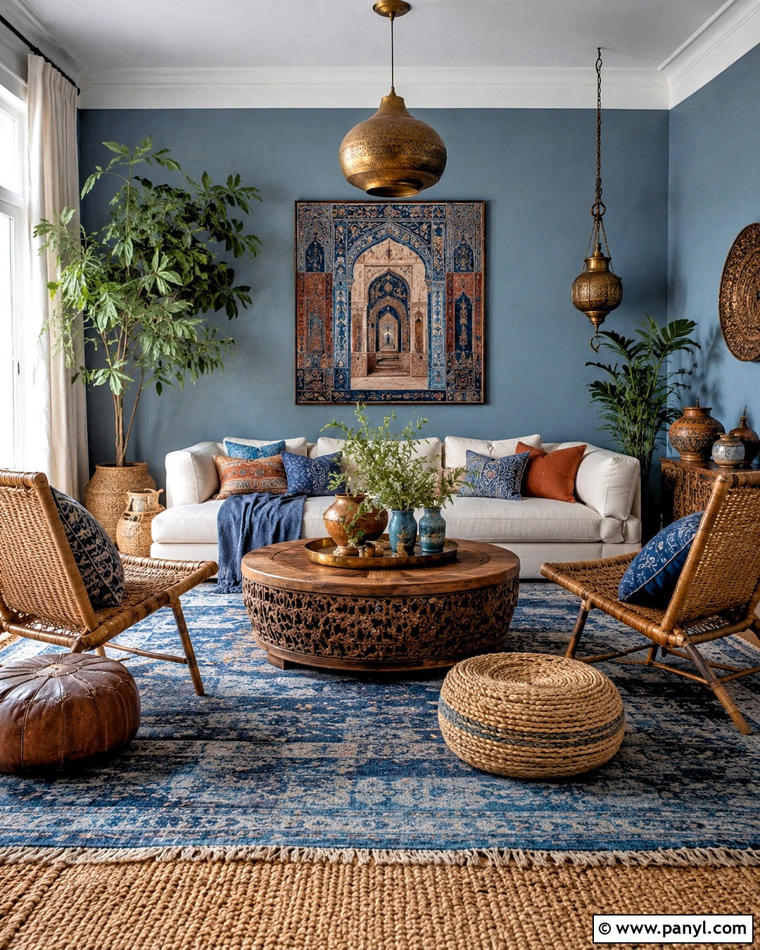 Boho Dusty Blue Living Room - 20 dusty blue living room ideas
