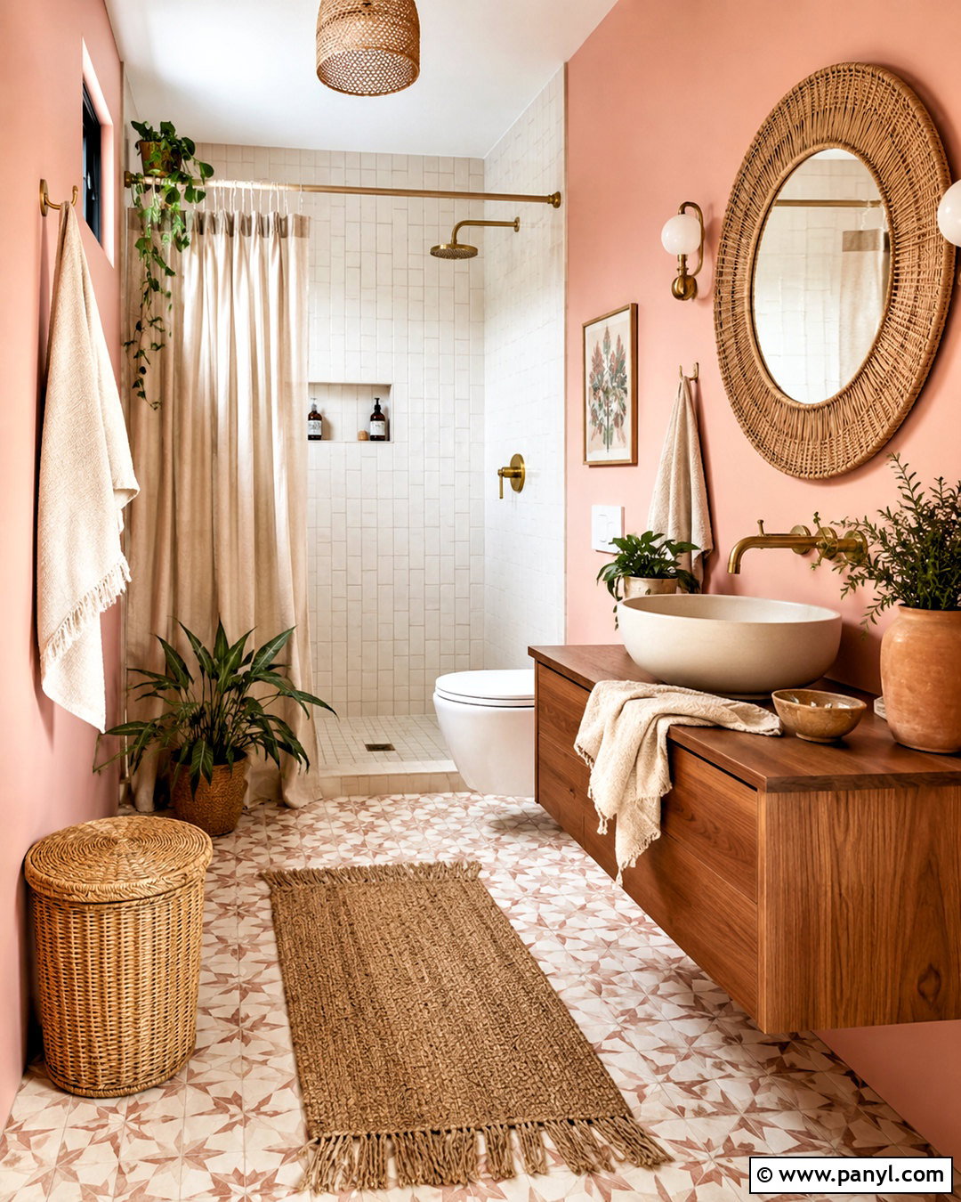 Boho Dusty Pink Bathroom - 20 dusty pink bathroom ideas
