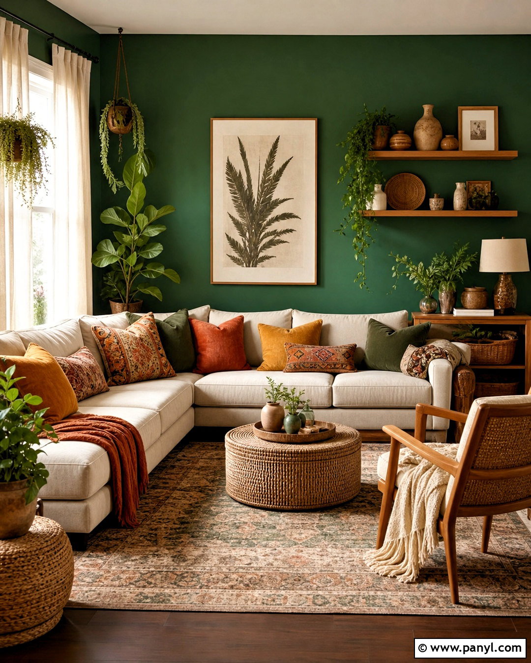 Boho Emerald Green Living Room - 20 emerald green living room ideas
