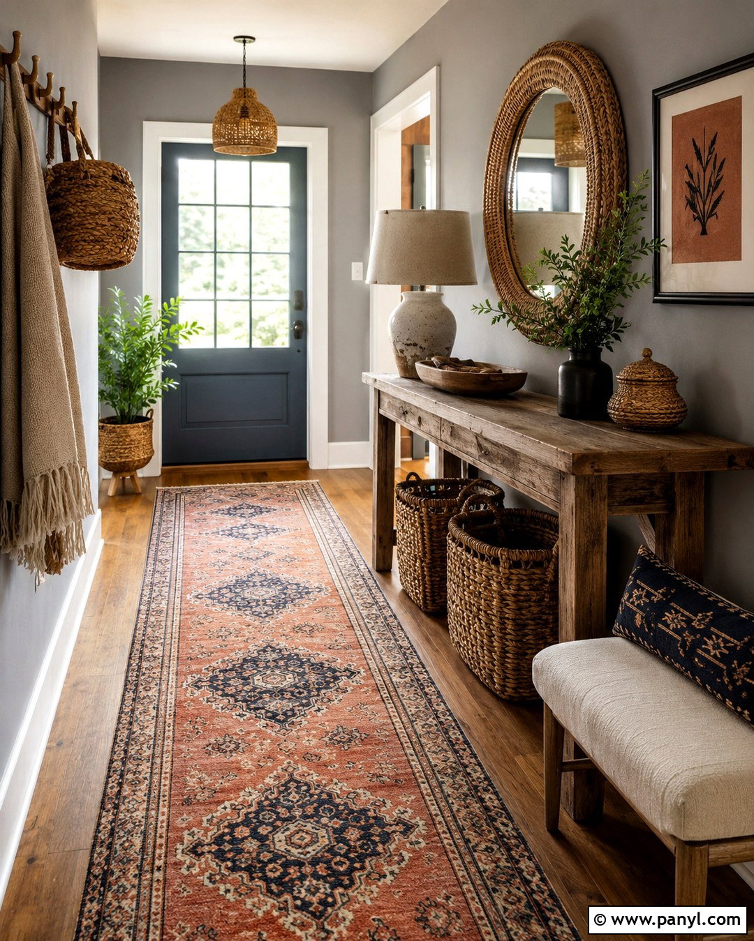 Boho Entryway With Grey Walls - 20 Boho With Grey Walls