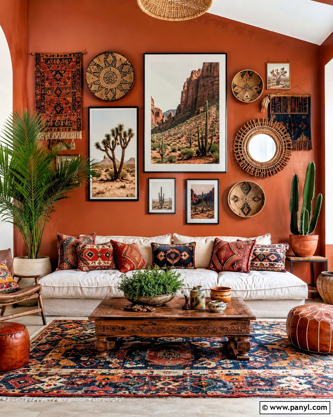Boho Gallery Wall With Textiles - 20 maximalist gallery wall ideas
