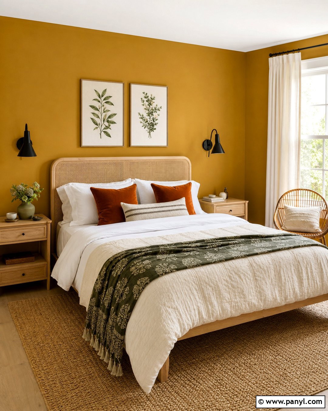 Boho Golden Guest Room Walls - 30 Golden Wall Paint Ideas