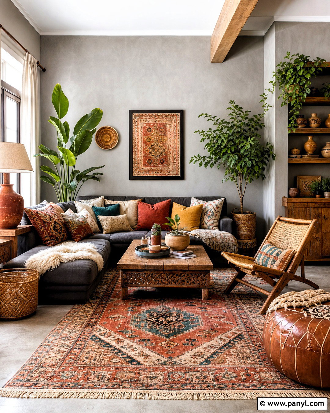 Boho Gray And Rust Living Room - 20 gray color palette living room ideas