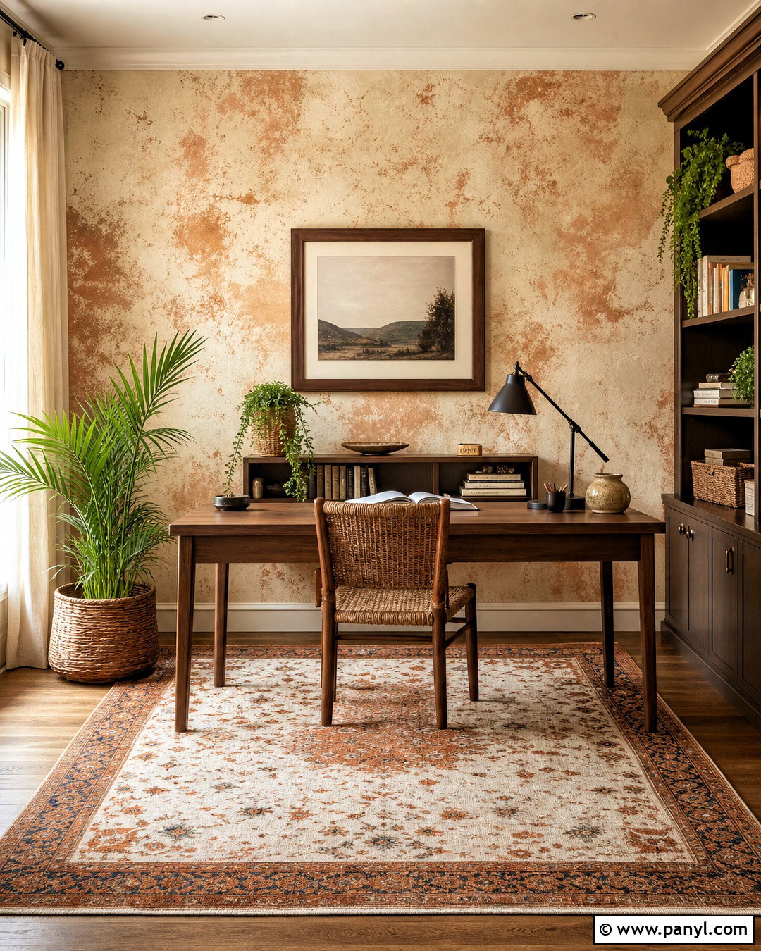 Boho Home Office Sponge Wall - 20 sponge wall diy ideas
