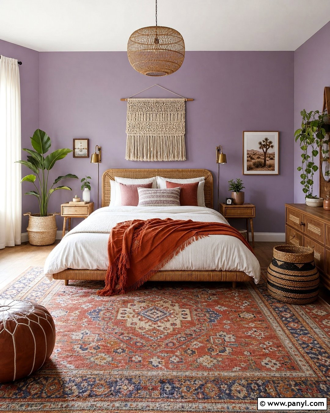 Boho Lavender Accent Wall - 30 Lavender Accent Wall Ideas