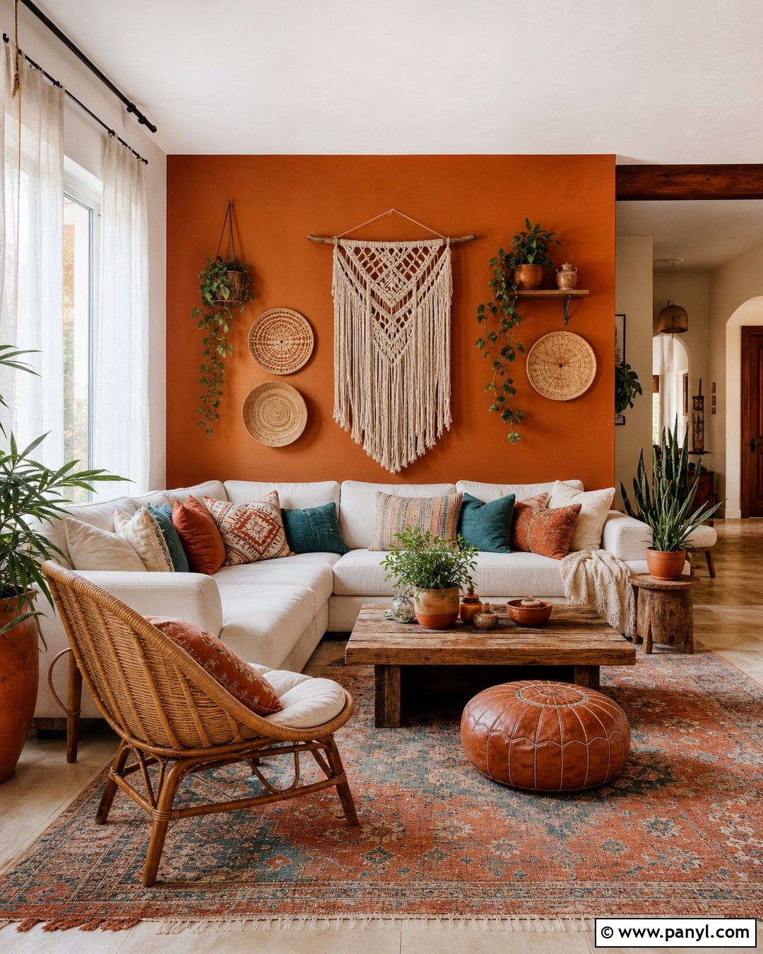 Boho Living Room With Burnt Orange Walls - 35 burnt orange walls