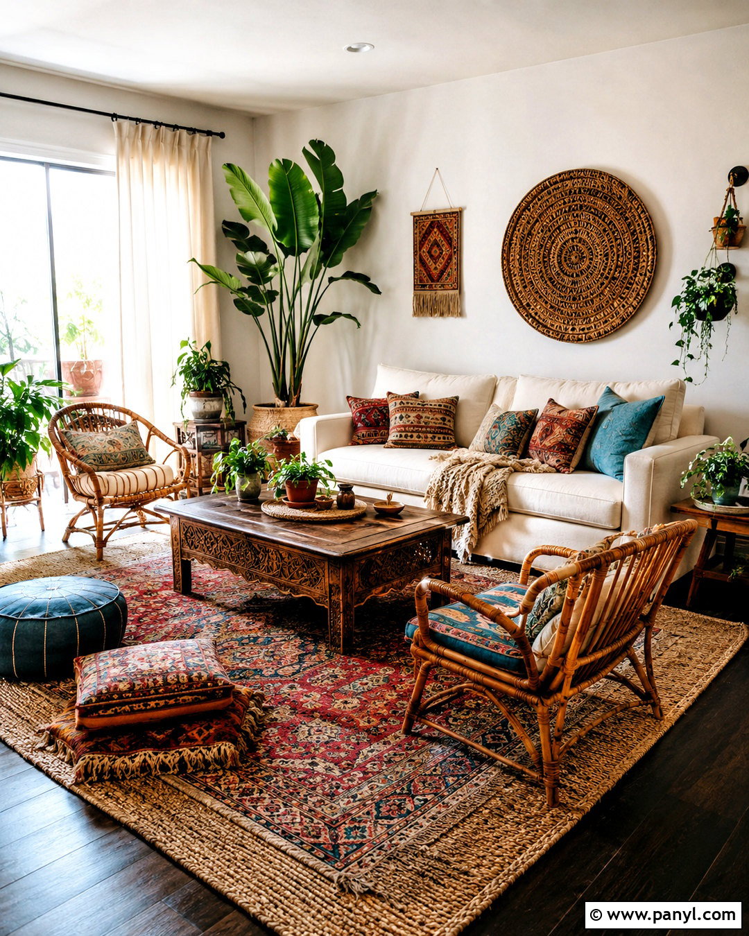 Boho Living Room With Dark Wood Floors - 20 living room designs dark floors