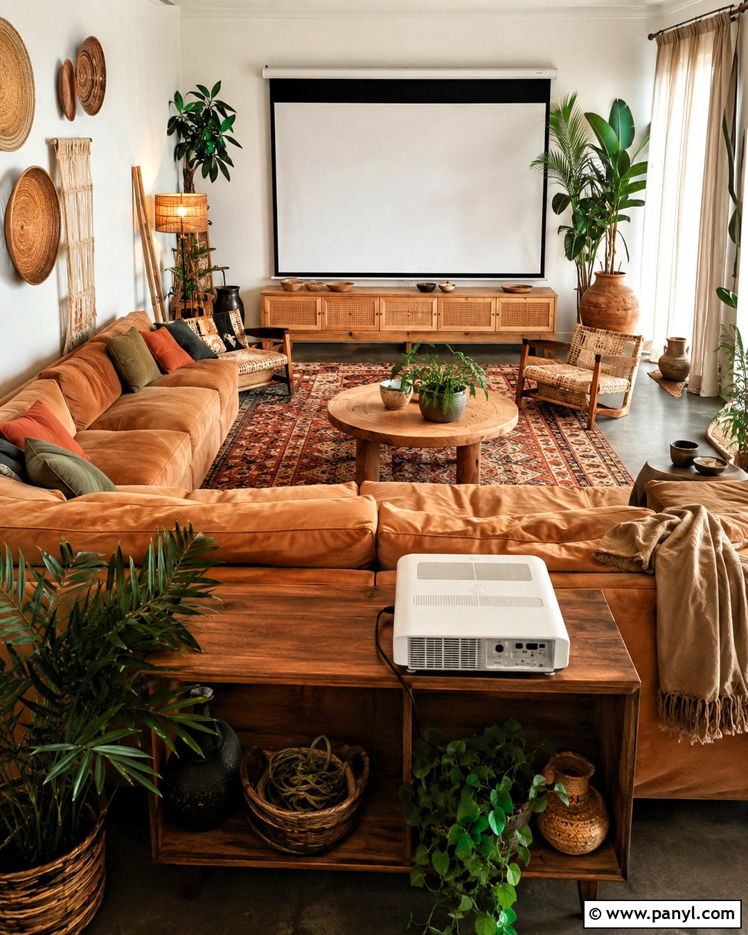 Boho Living Room With Projector - 20 living room with projector ideas