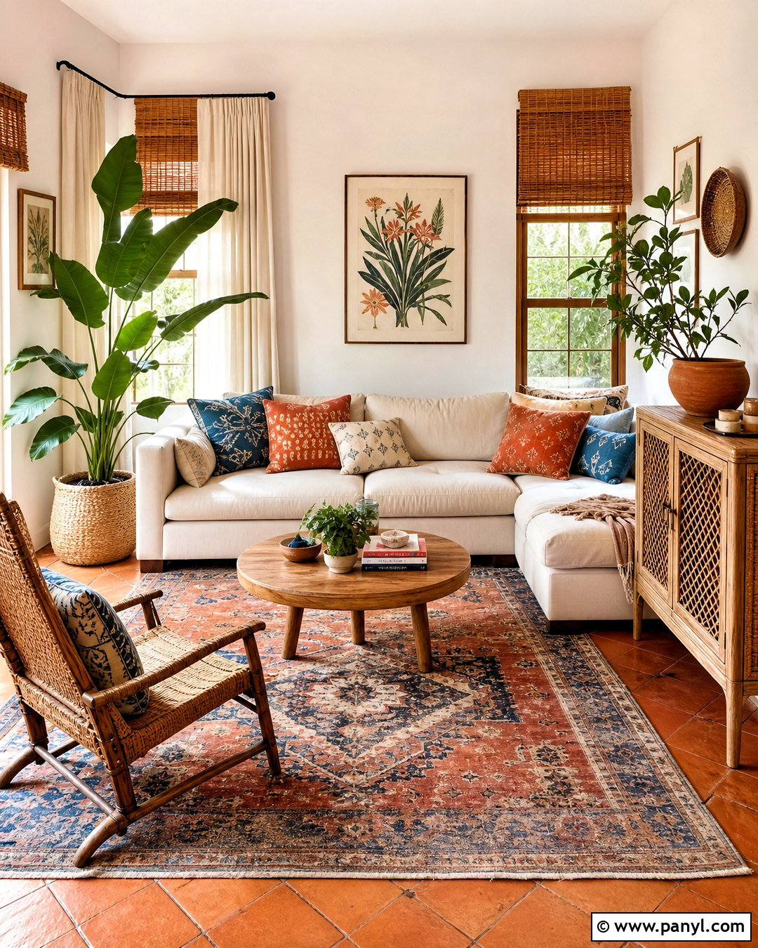 Boho Living Room With Terracotta Tiles - 20 terracotta tiles living room ideas