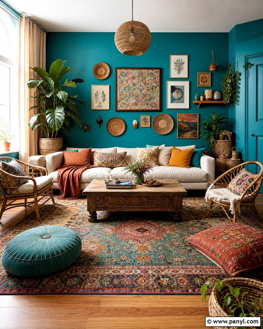 Boho Living Room With Turquoise Walls - 20 turquoise walls living room ideas