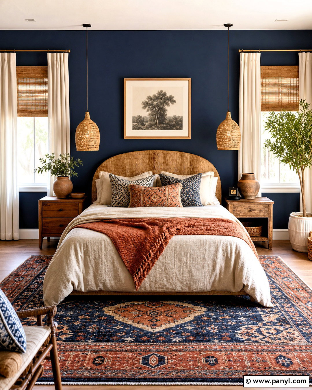 Boho Navy Accent Wall Bedroom - 20 navy accent wall bedroom ideas