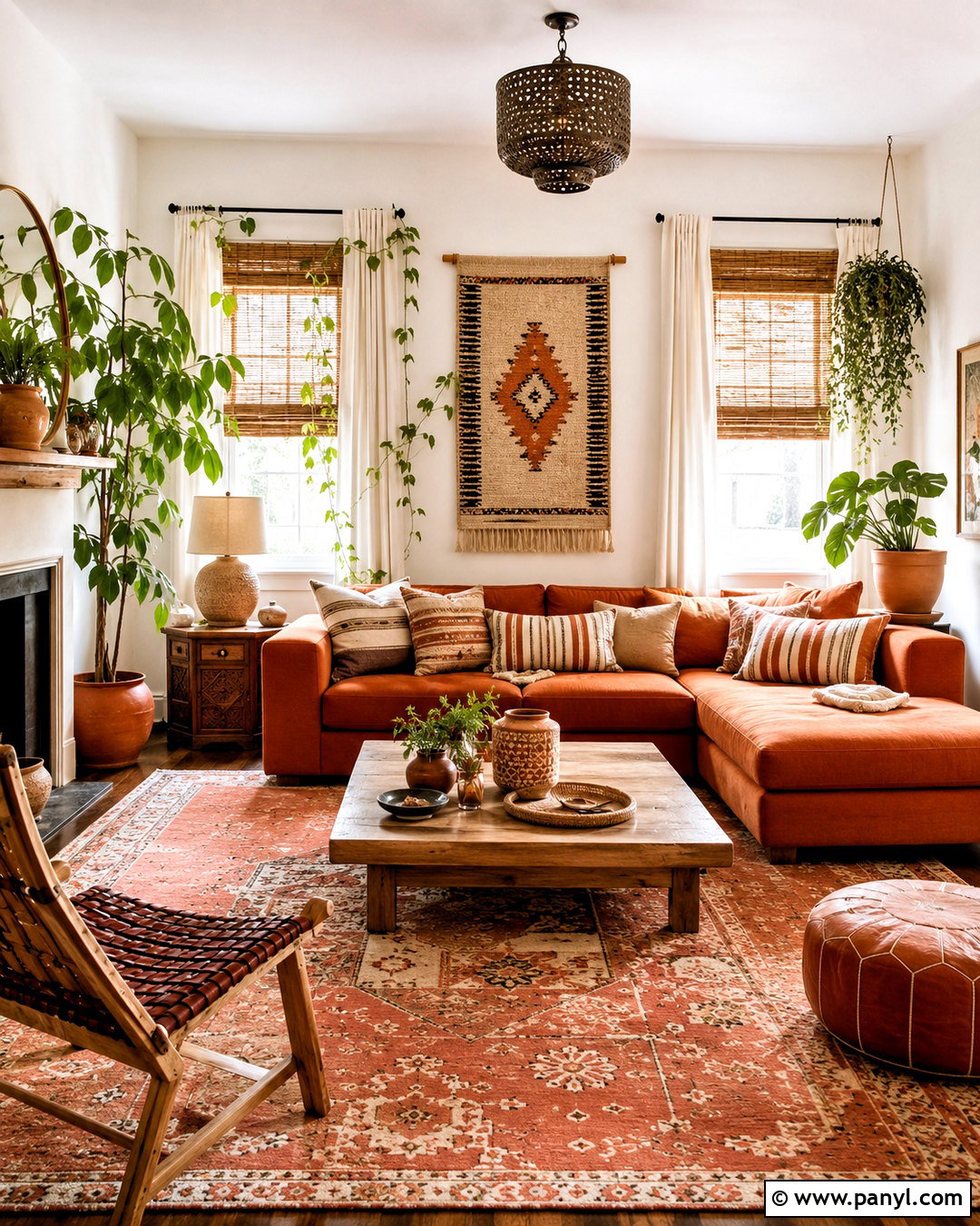 Boho Orange Living Room - 20 orange home ideas