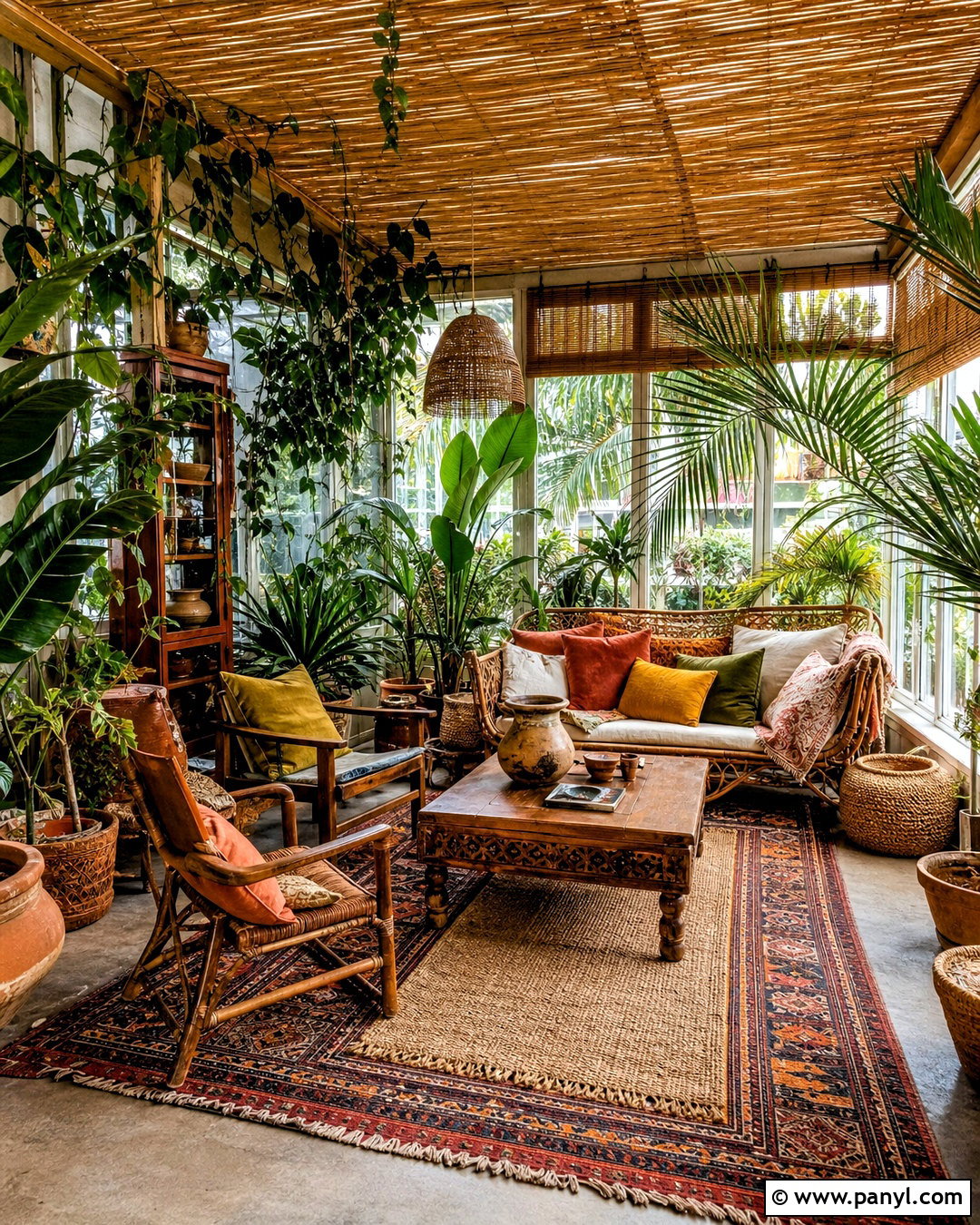 Boho Plant Filled Sunroom - 20 sunroom inspo ideas