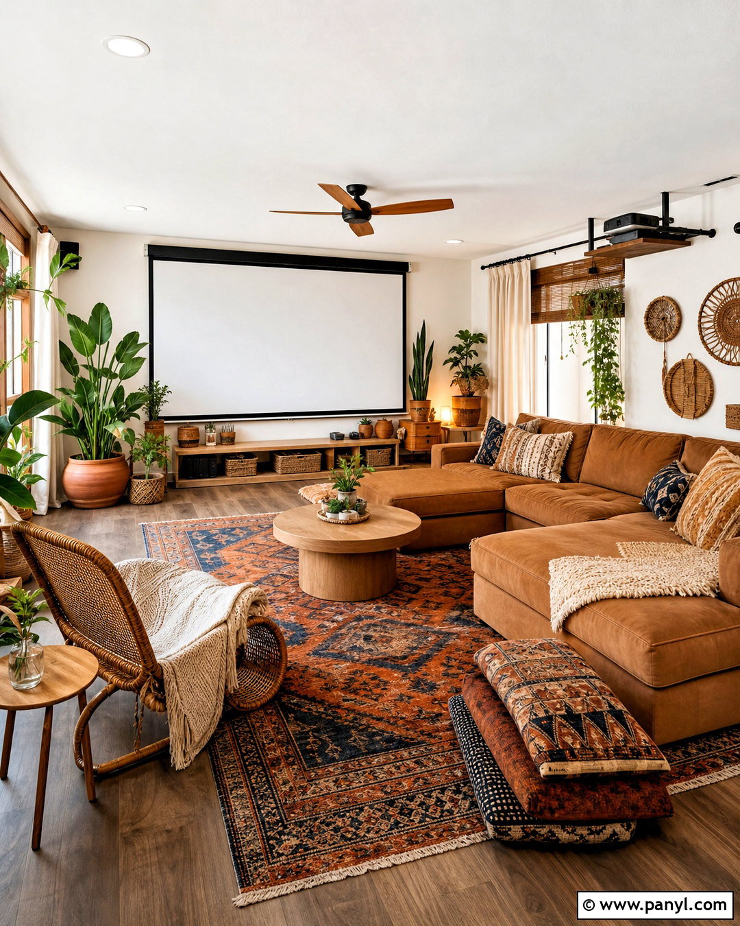 Boho Projector Living Room - 20 tv projector living room ideas
