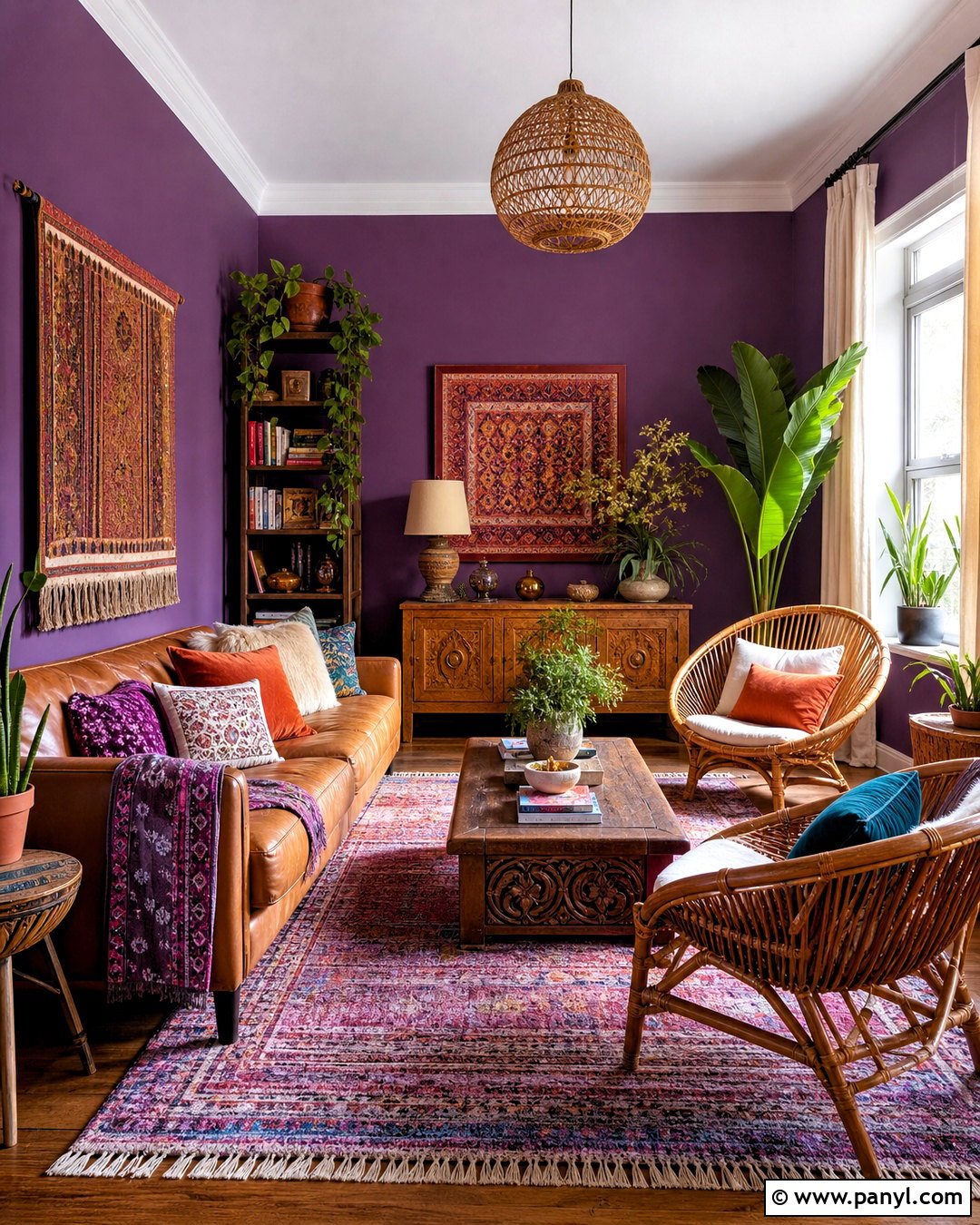Boho Purple Living Room - 20 purple walls living room ideas