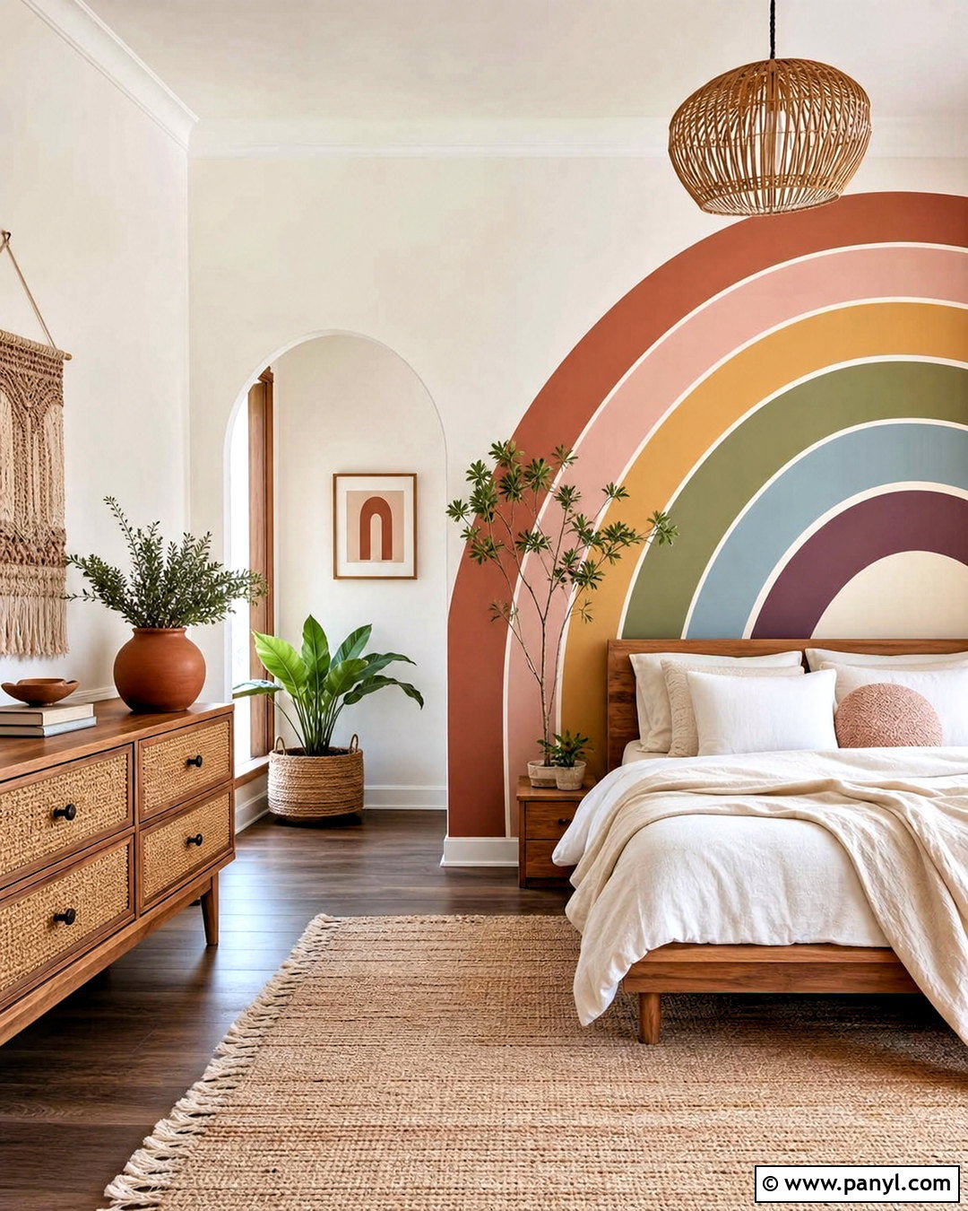 Boho Rainbow Accent Wall - 20 rainbow accent wall ideas