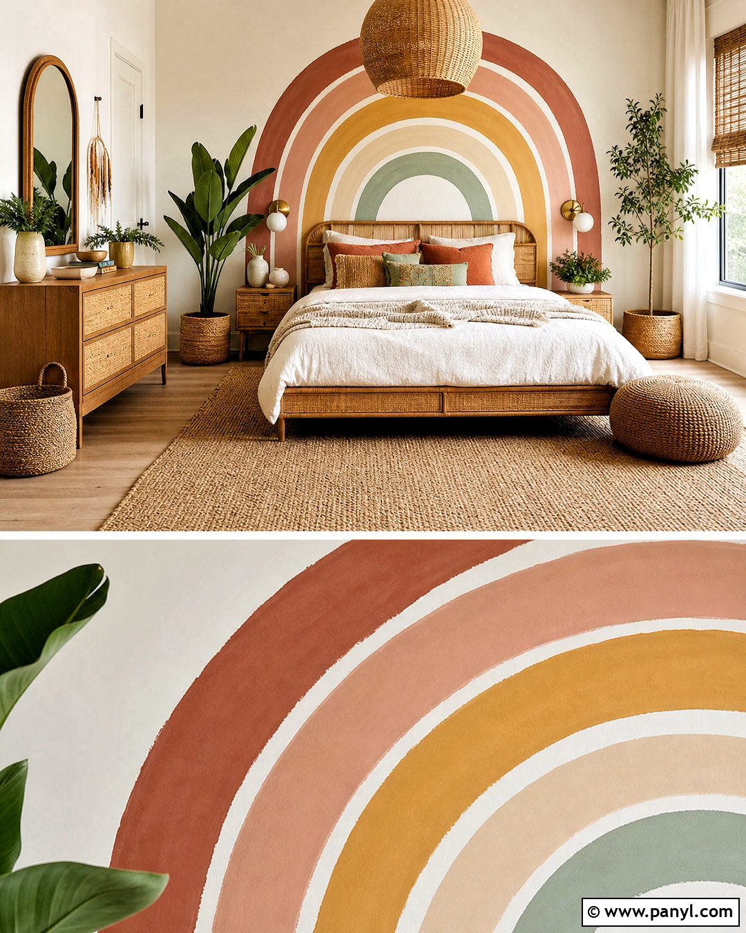 Boho Rainbow Wall Mural - 20 rainbow wall mural ideas