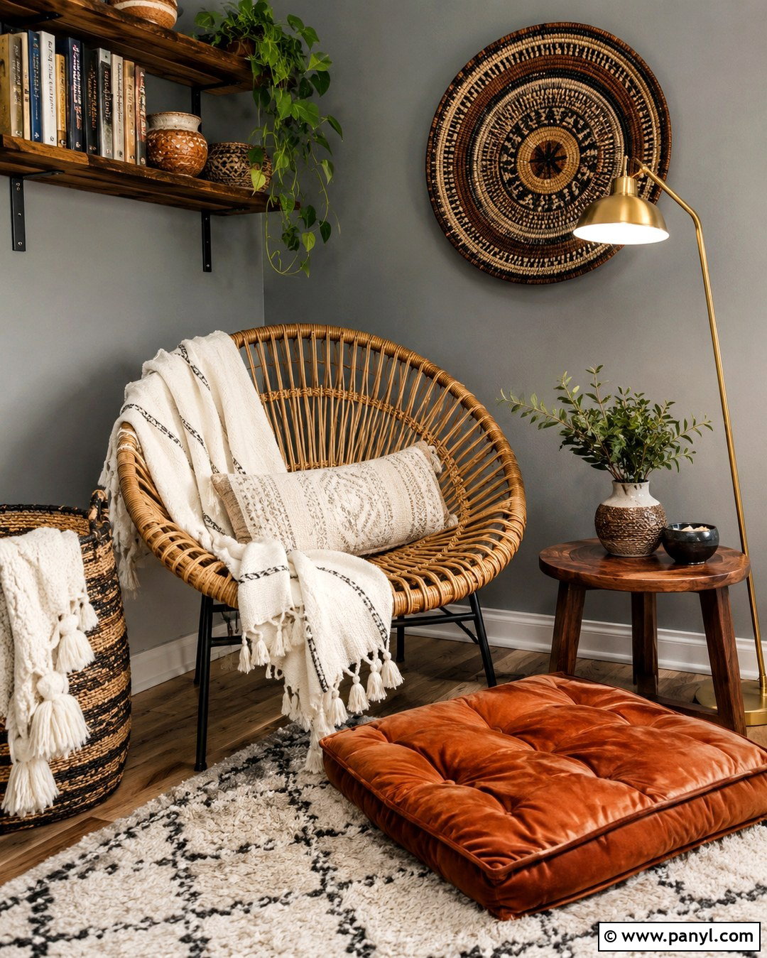 Boho Reading Nook With Grey Walls - 20 Boho With Grey Walls