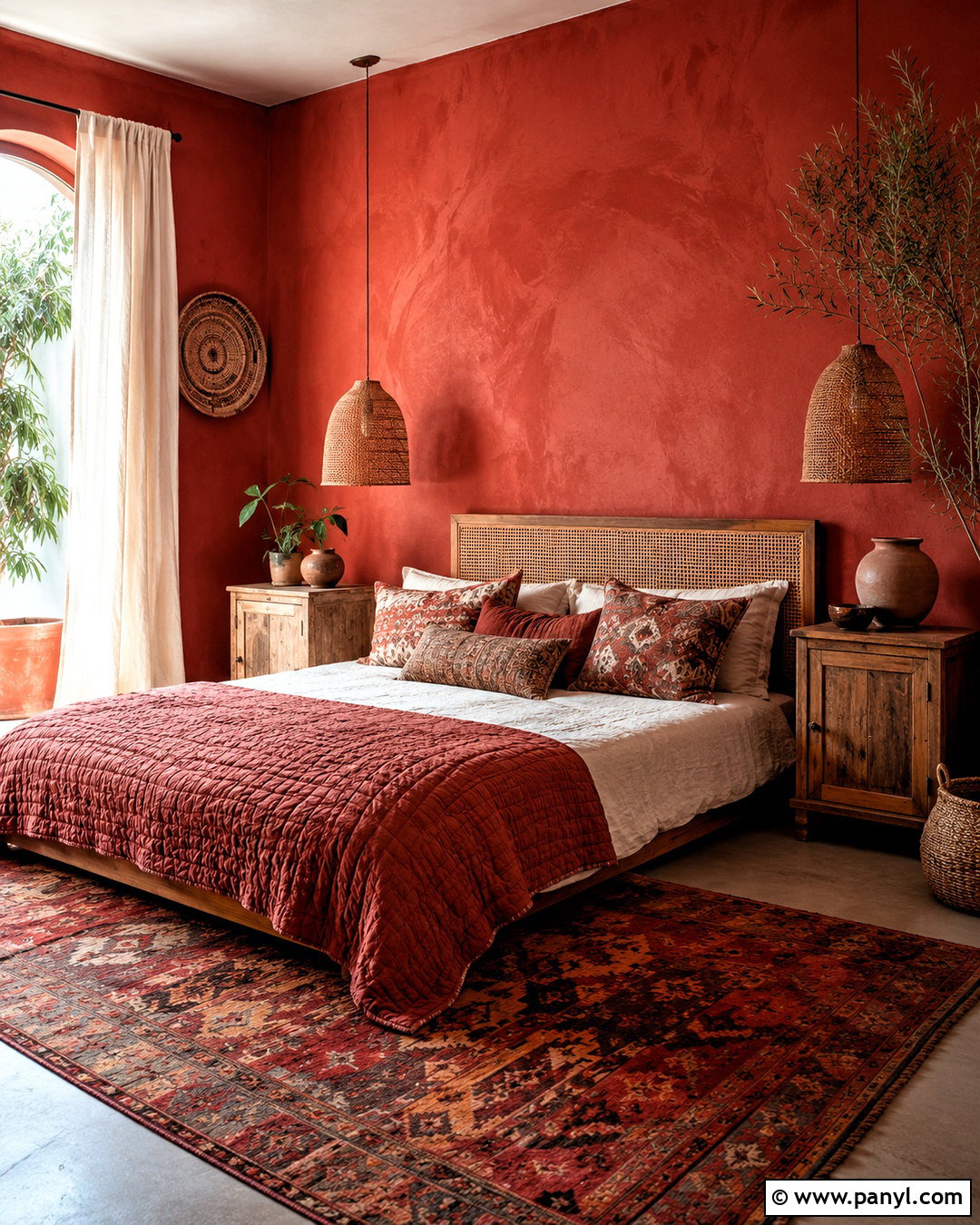 Boho Red Bedroom - 20 moody red bedroom ideas