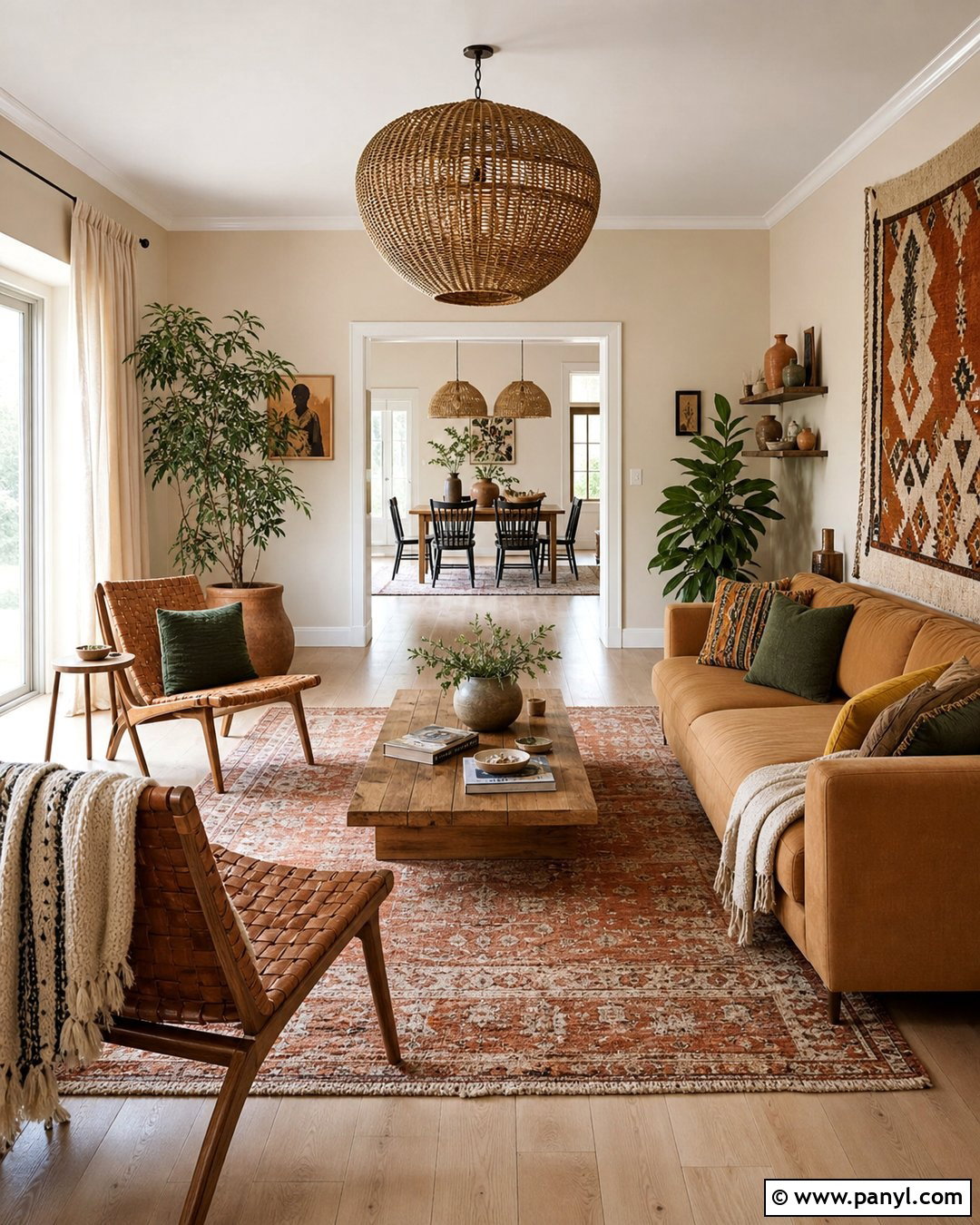 Boho Room With Vanilla Latte Walls - 50 Vanilla Latte Color Wall Ideas