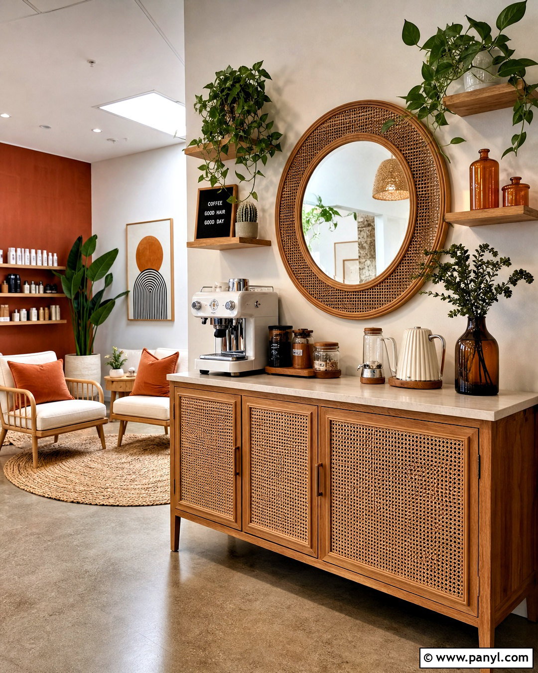Boho Salon Coffee Bar - 20 salon coffee bar ideas