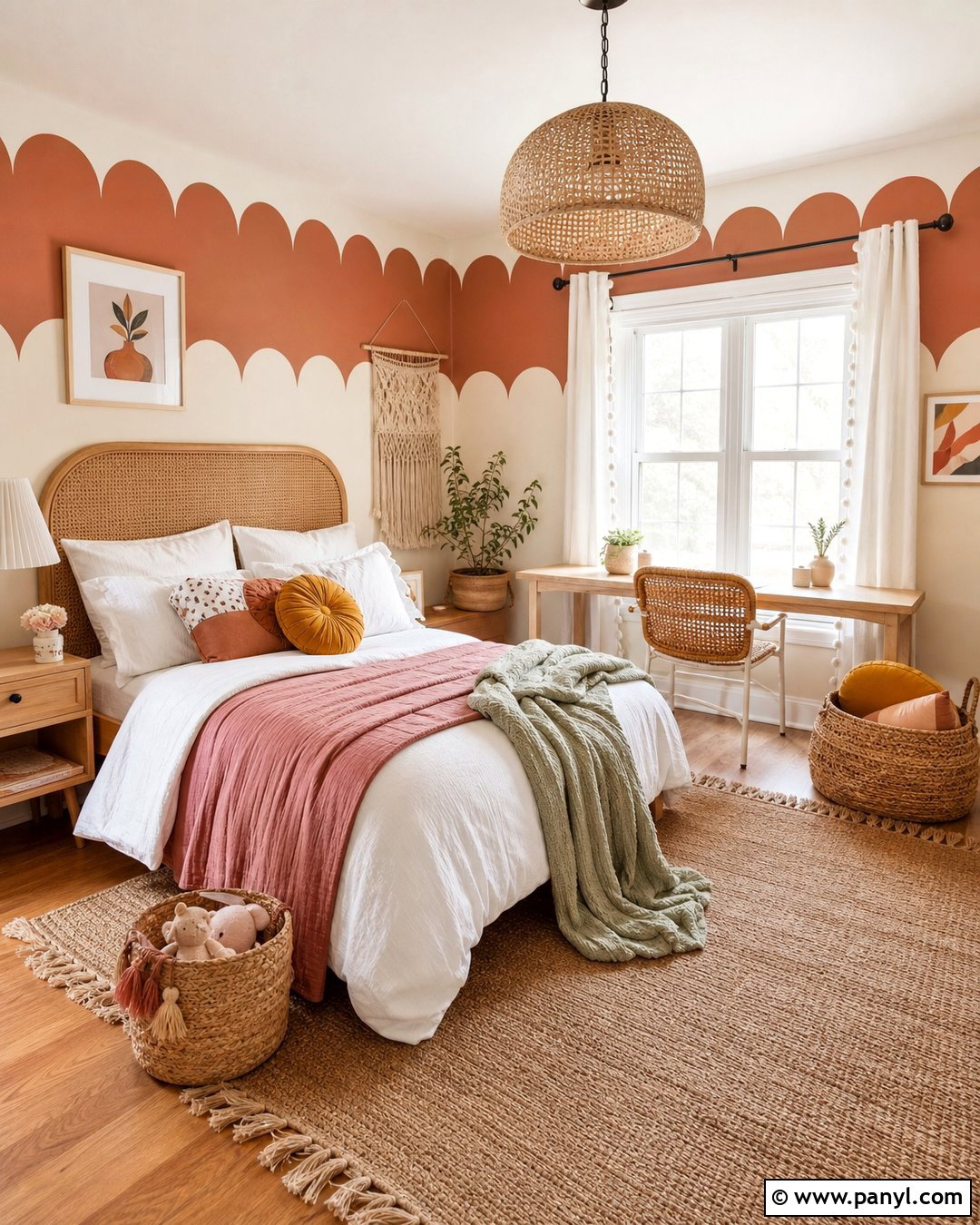 Boho Scalloped Wall - 25 Scalloped Painted Wall Girls Room Ideas