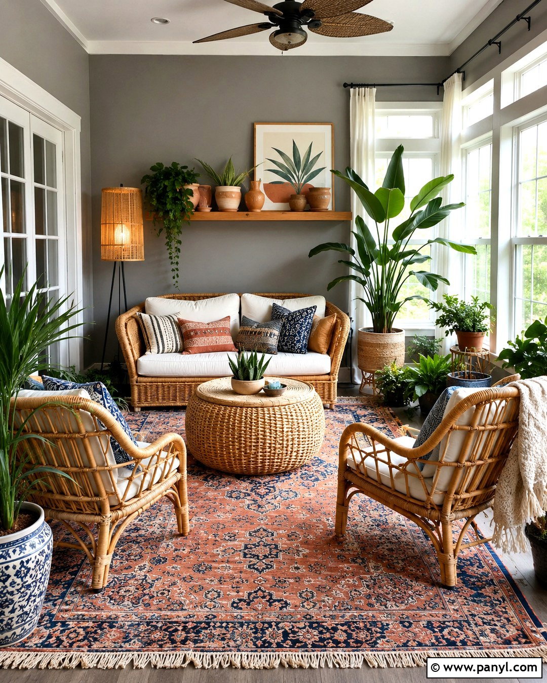 Boho Sunroom With Grey Walls - 20 Boho With Grey Walls