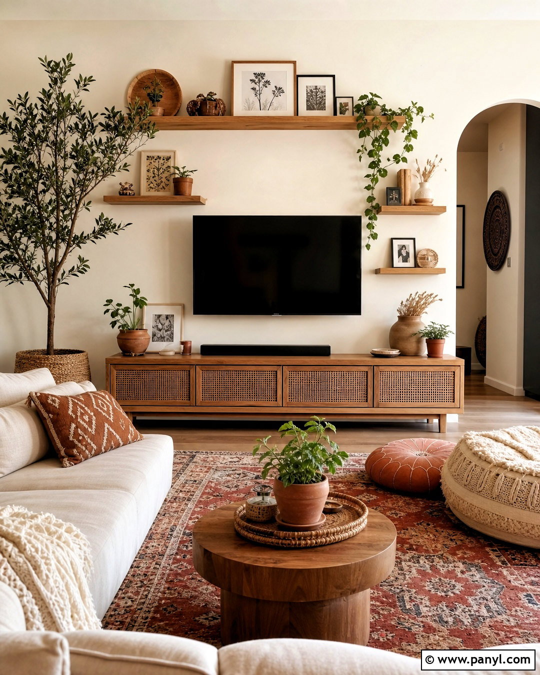 Boho TV Wall - 20 tv wall design diy ideas
