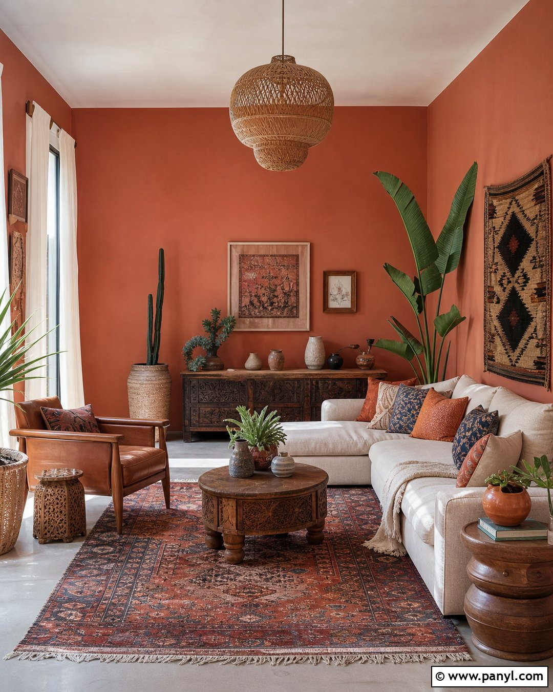 Boho Terracotta Living Room Walls - 40 Terracotta Wall Color Ideas