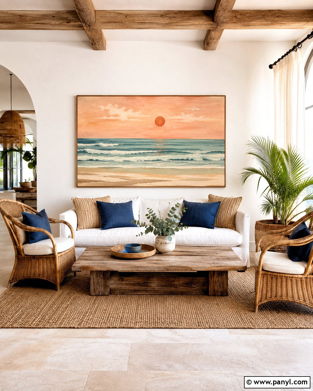 Boho Wall Painting With A Coastal Sunset - 20 boho wall painting ideas