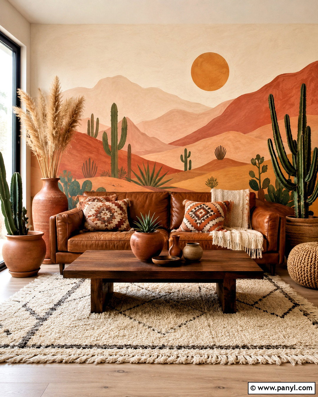 Boho Wall Painting With A Desert Landscape - 20 boho wall painting ideas