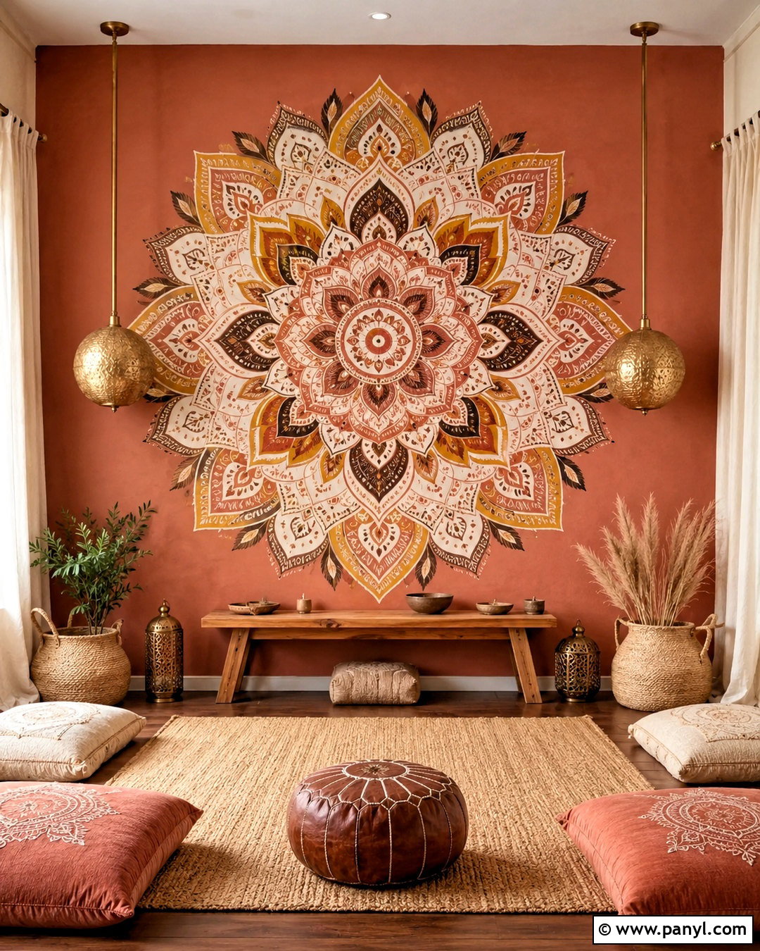 Boho Wall Painting With A Mandala - 20 boho wall painting ideas