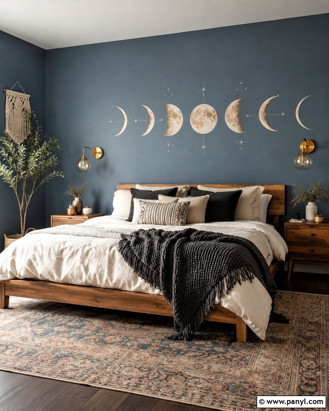 Boho Wall Painting With Moon Phases - 20 boho wall painting ideas