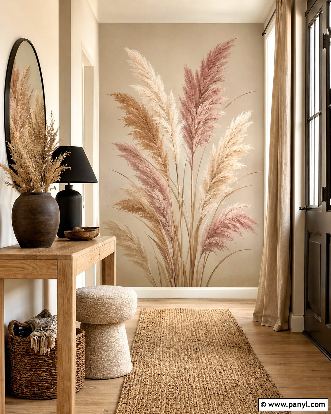 Boho Wall Painting With Pampas Grass - 20 boho wall painting ideas
