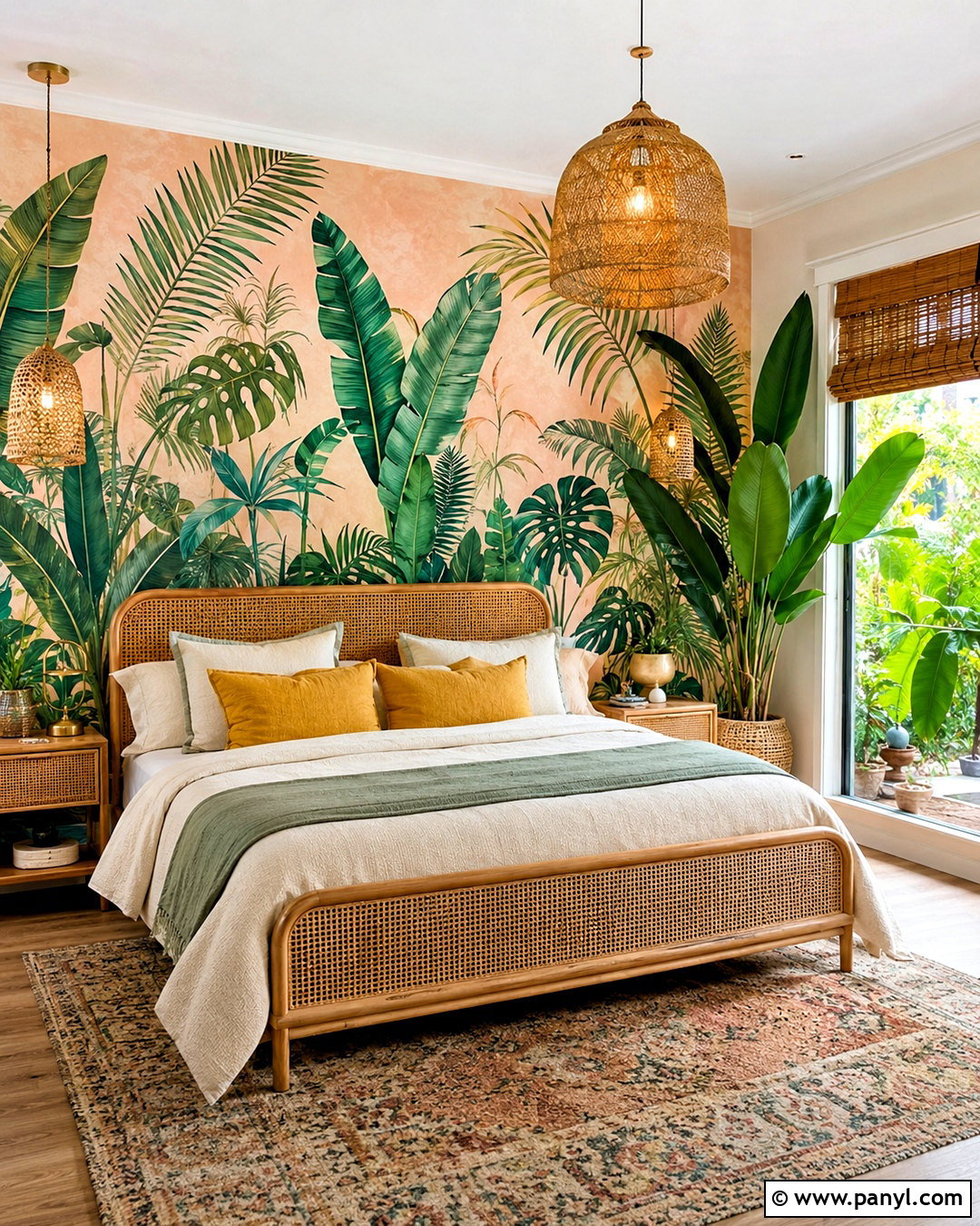 Boho Wall Painting With Tropical Plants - 20 boho wall painting ideas