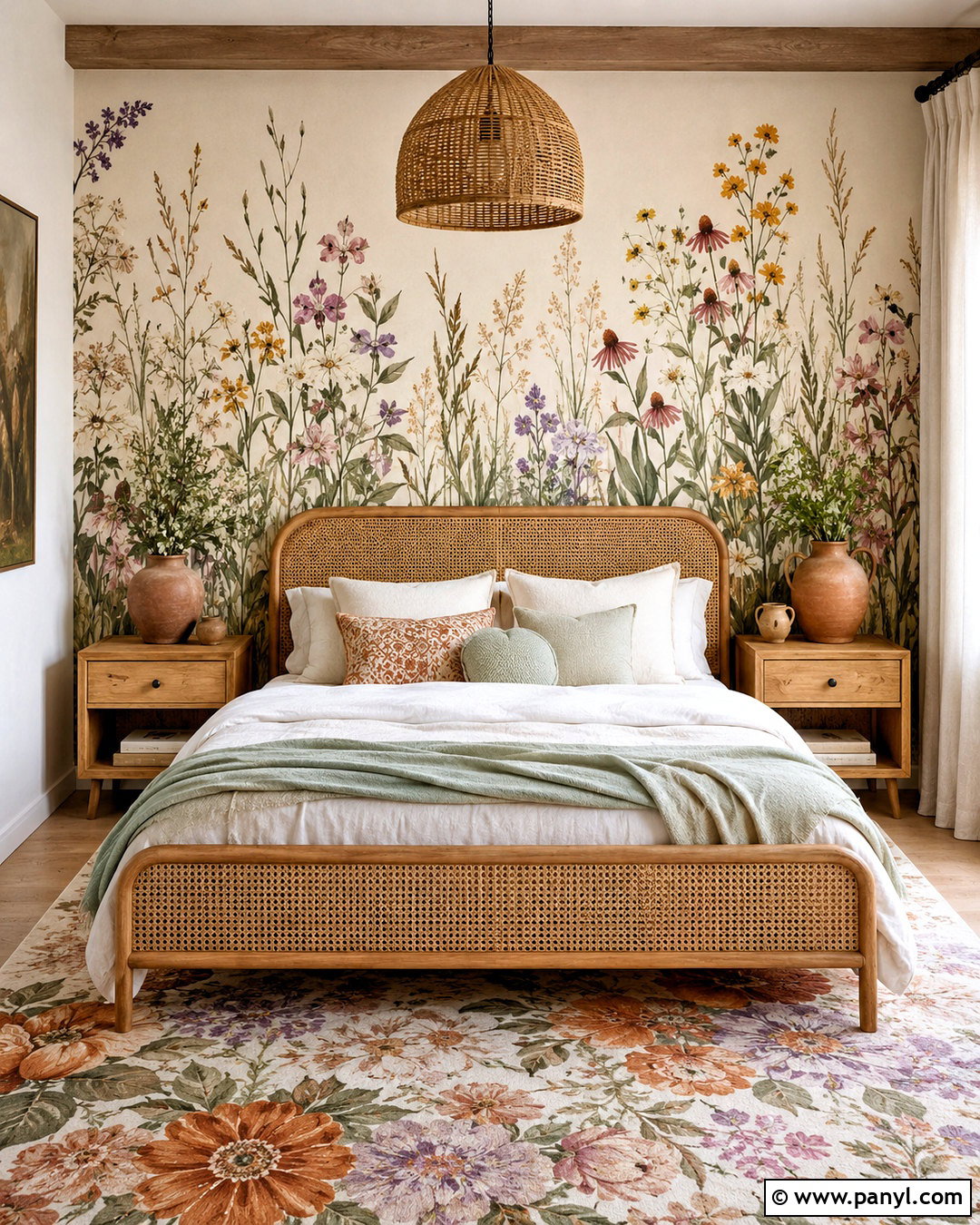 Boho Wall Painting With Wildflowers - 20 boho wall painting ideas
