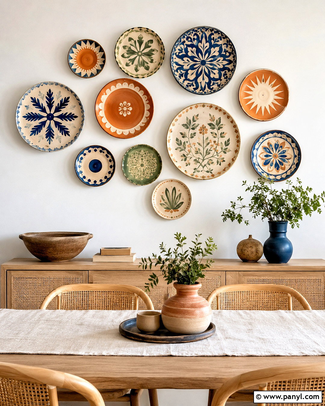 Boho Wall With Ceramic Plates - 20 boho wall design ideas