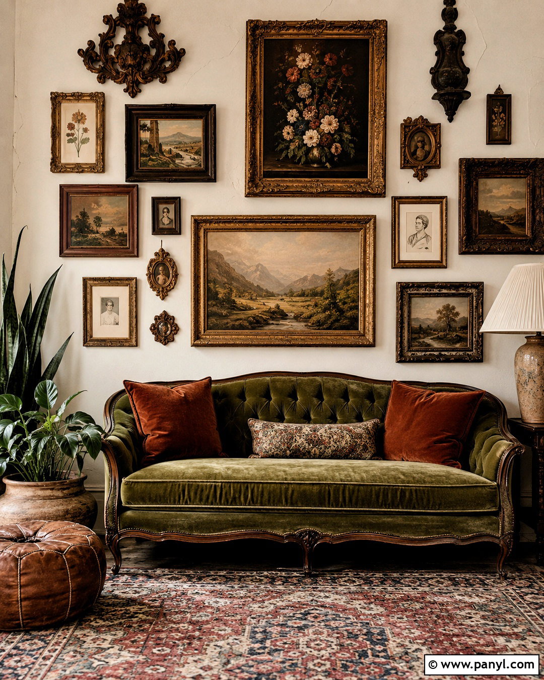 Boho Wall With Vintage Frames - 20 boho wall design ideas