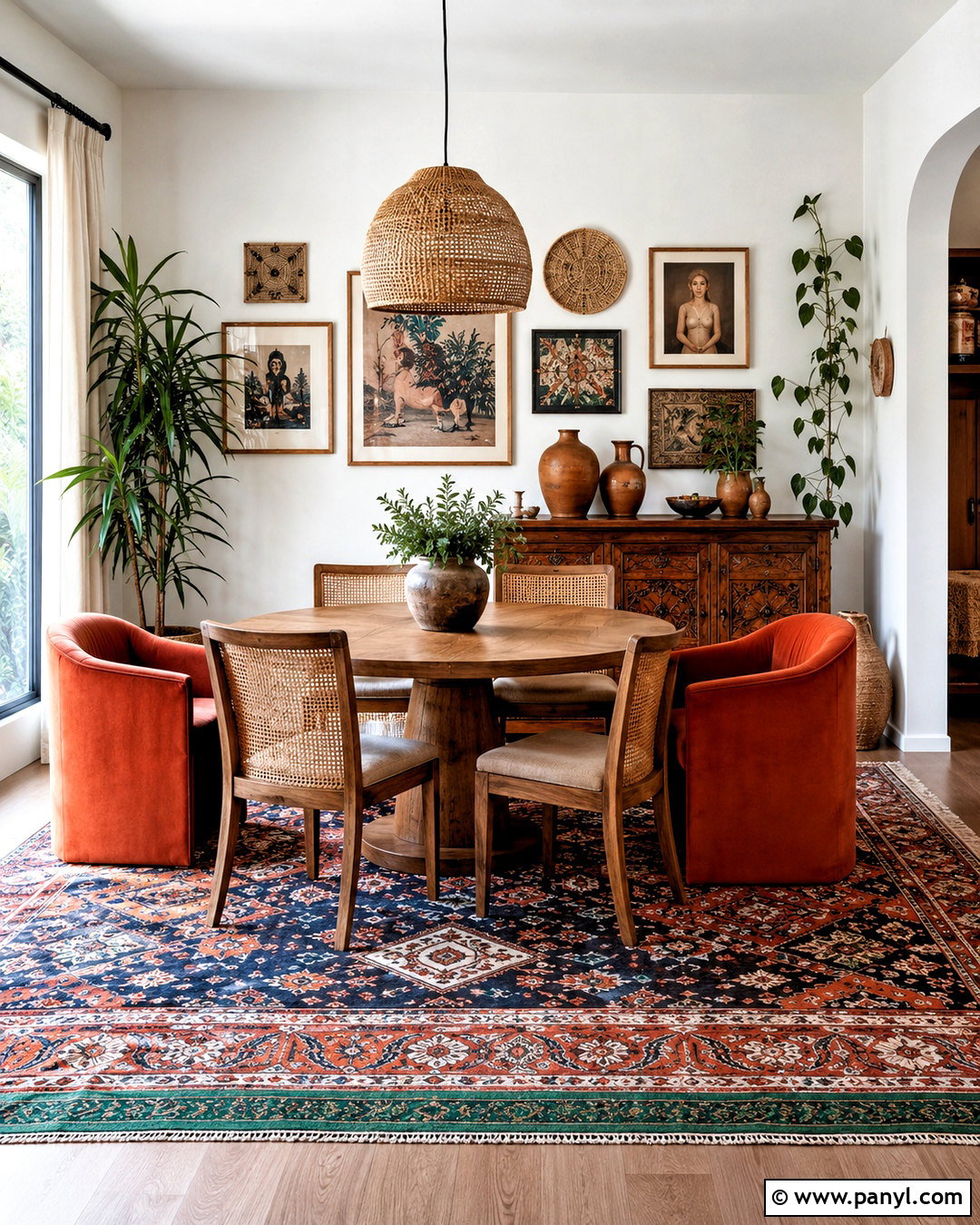 Boho White Wall Dining Area - 20 White Wall Dining Area Ideas