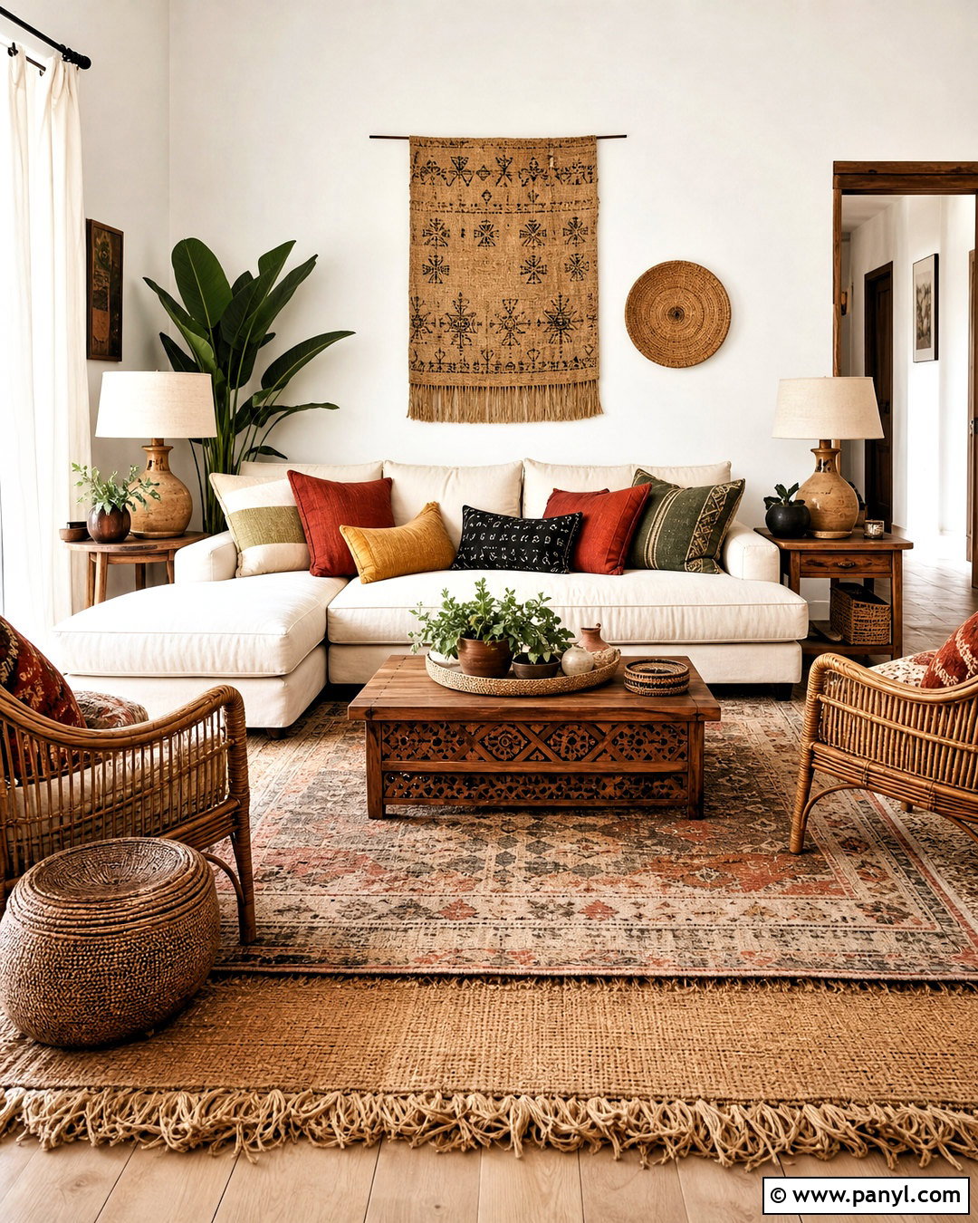 Boho White Wall Living Room - 20 white wall living room ideas