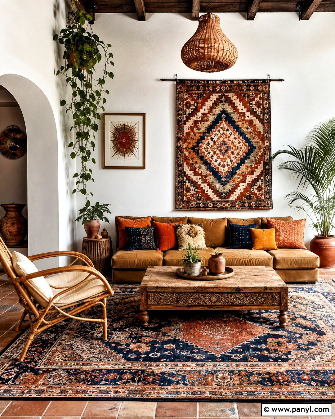 Boho White Walls Living Room - 20 White Walls Home Ideas