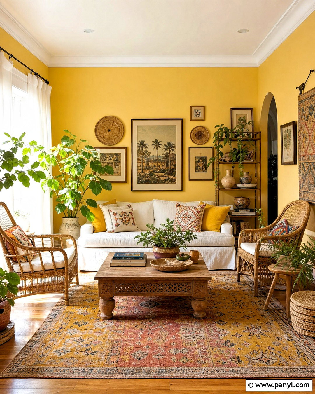 Boho Yellow Living Room - 20 yellow interior design living room ideas