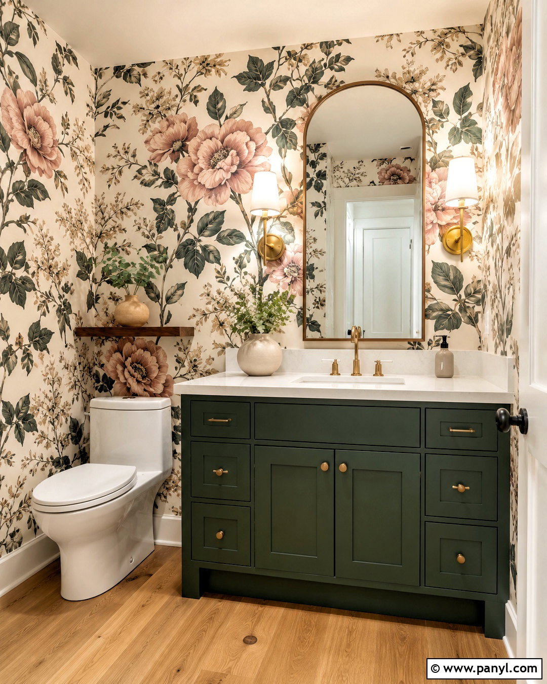 Bold Floral Wallpaper Powder Room - 20 powder room bathroom ideas