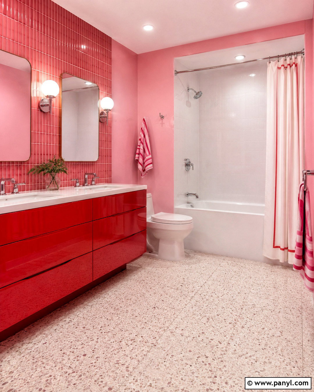 Bold Pink Bathroom With Red Accents - 20 pink bathroom ideas decor ideas