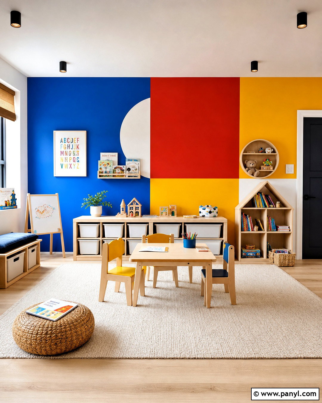Bold Primary Color Block Wall - 20 color block wall ideas
