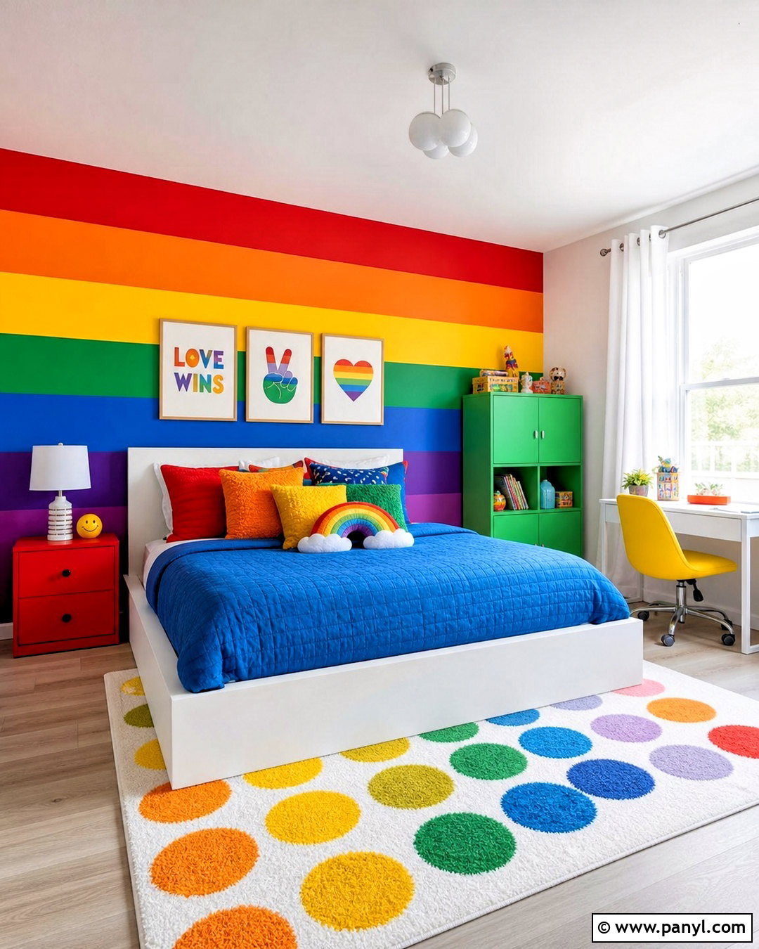 Bold Rainbow Bedroom - 20 rainbow themed bedroom ideas