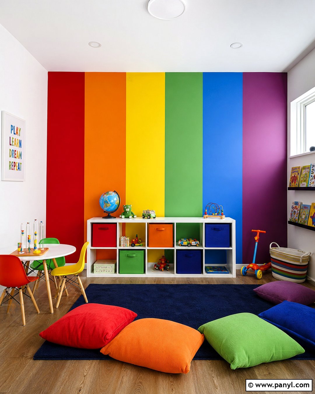 Bold Rainbow Stripe Wall - 30 Rainbow Stripe Wall Ideas