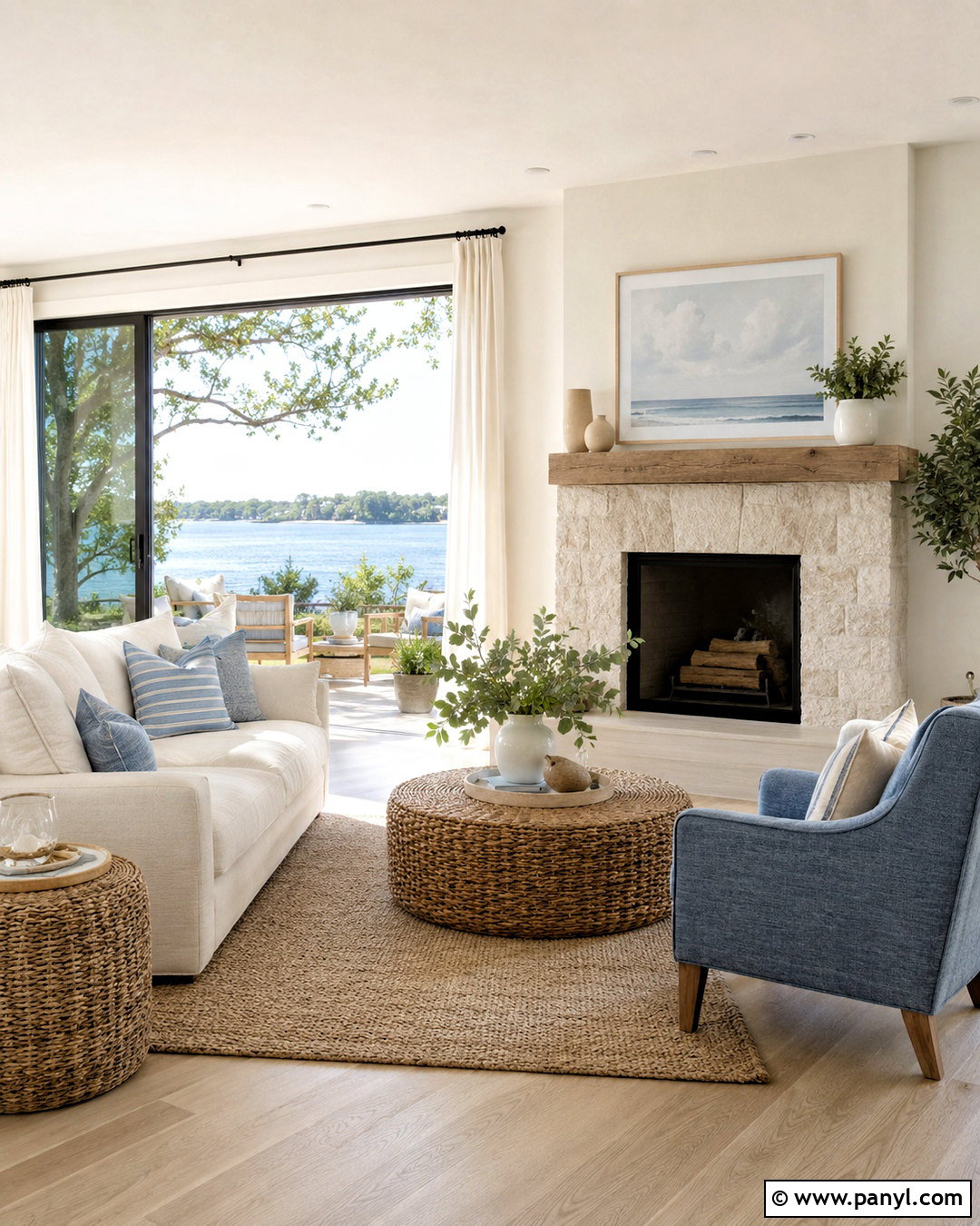 Bone White Coastal Living Room - 20 bone white paint color ideas