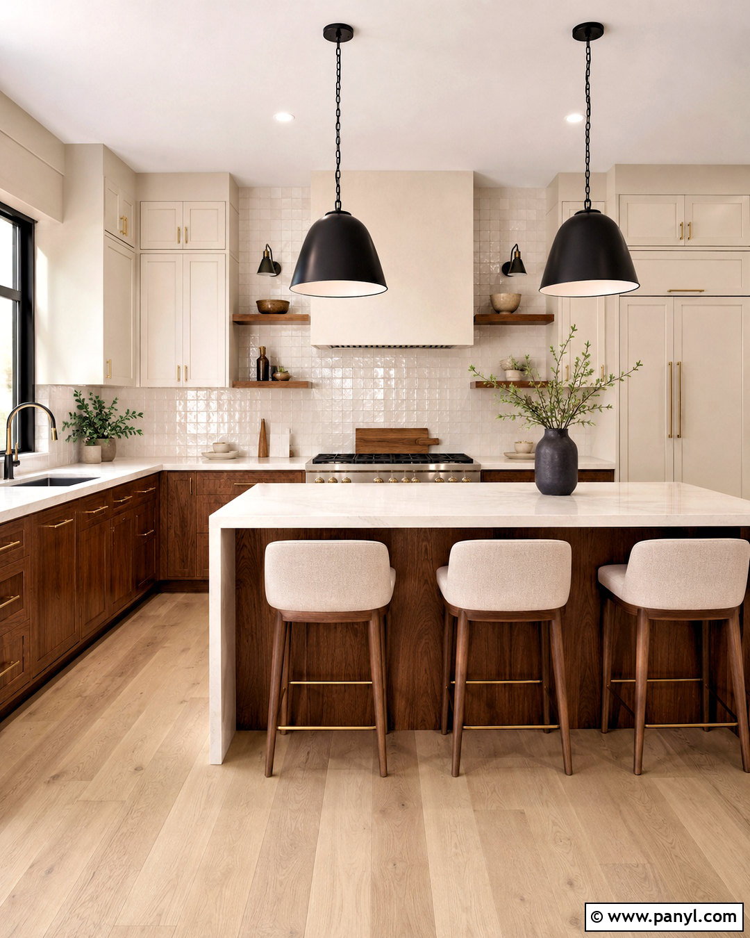 Bone White Kitchen With Walnut Cabinets - 20 bone white paint color ideas